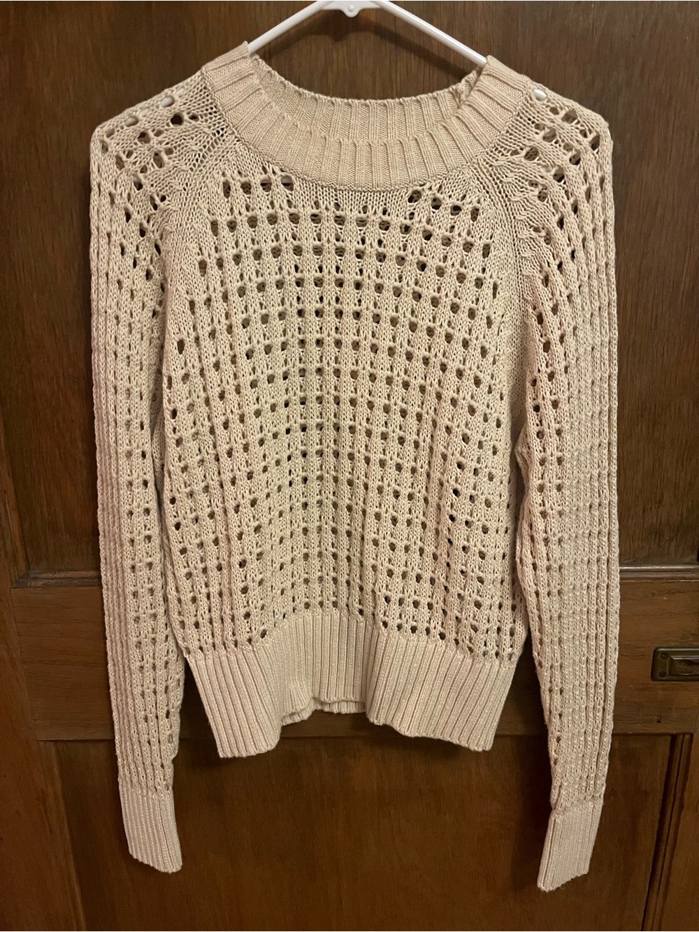 J. Crew Blush Open-Knit Crewneck Sweater